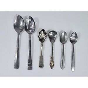 Vintage Mismatched Silverware Spoons Lot Of 6 - Stainless Steel & Silverplate De